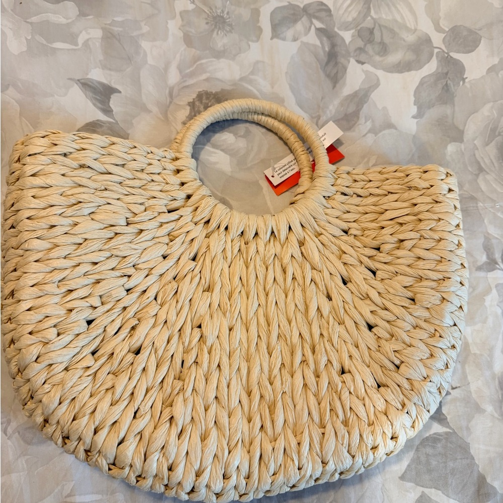 Beige Woven Handbag
